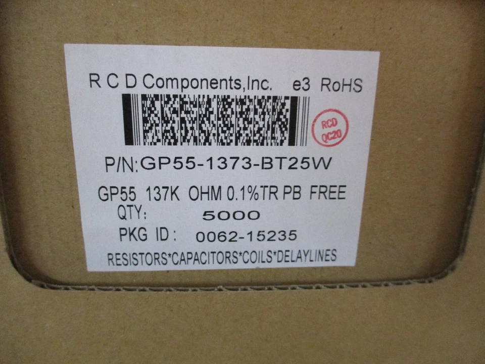 Reel of 5000 RCD GP55-1373-BT25W 137K 0.1% Resistors [4*H-3] - Image 2 of 4