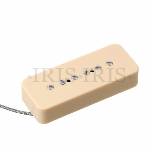 LP P90 Electric Guitar Alnico 5 Pickup w/ Metal Braided wire Ivory - Picture 2 of 5