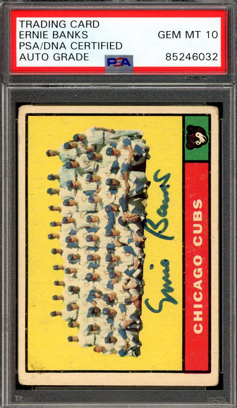 Ernie Banks 1961 Topps PSA 10 Gem Mint Cubs Autograph Signed DNA Certified