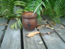   Argentina Mate Wood,  Hand Made  Cup Bombilla Straw Engraving Gaucho BONUS 