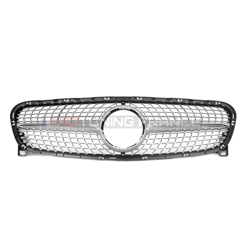 Calandre Mercedes GLA X156 style diamant silver et noir, finition premium ABS