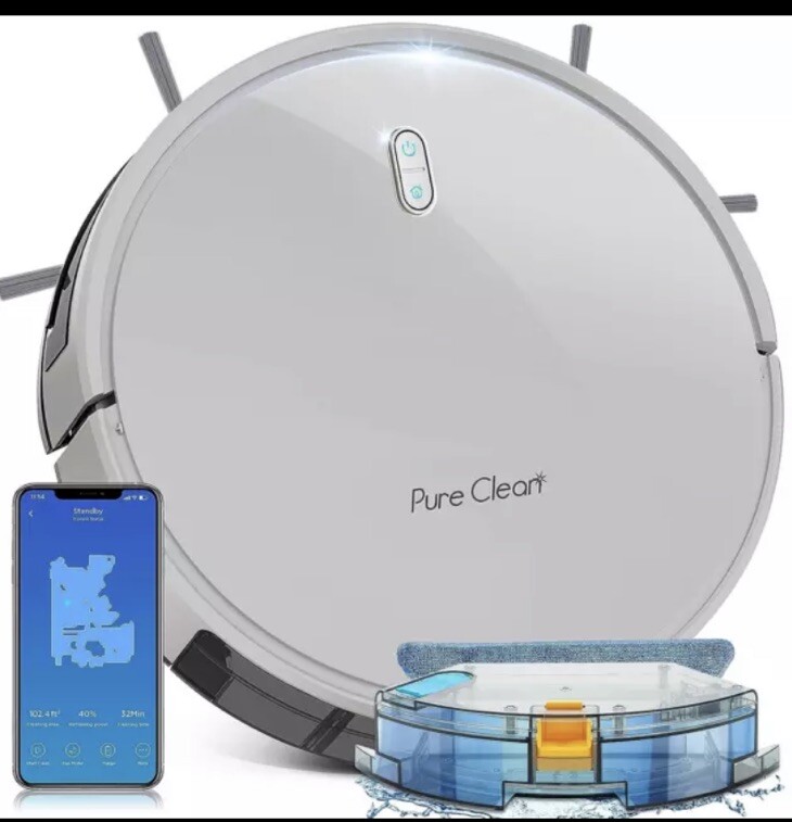 Pure Clean Smart WiFi Robot Vacuum Cleaner/Mapping Self Charging PUCRC675 White