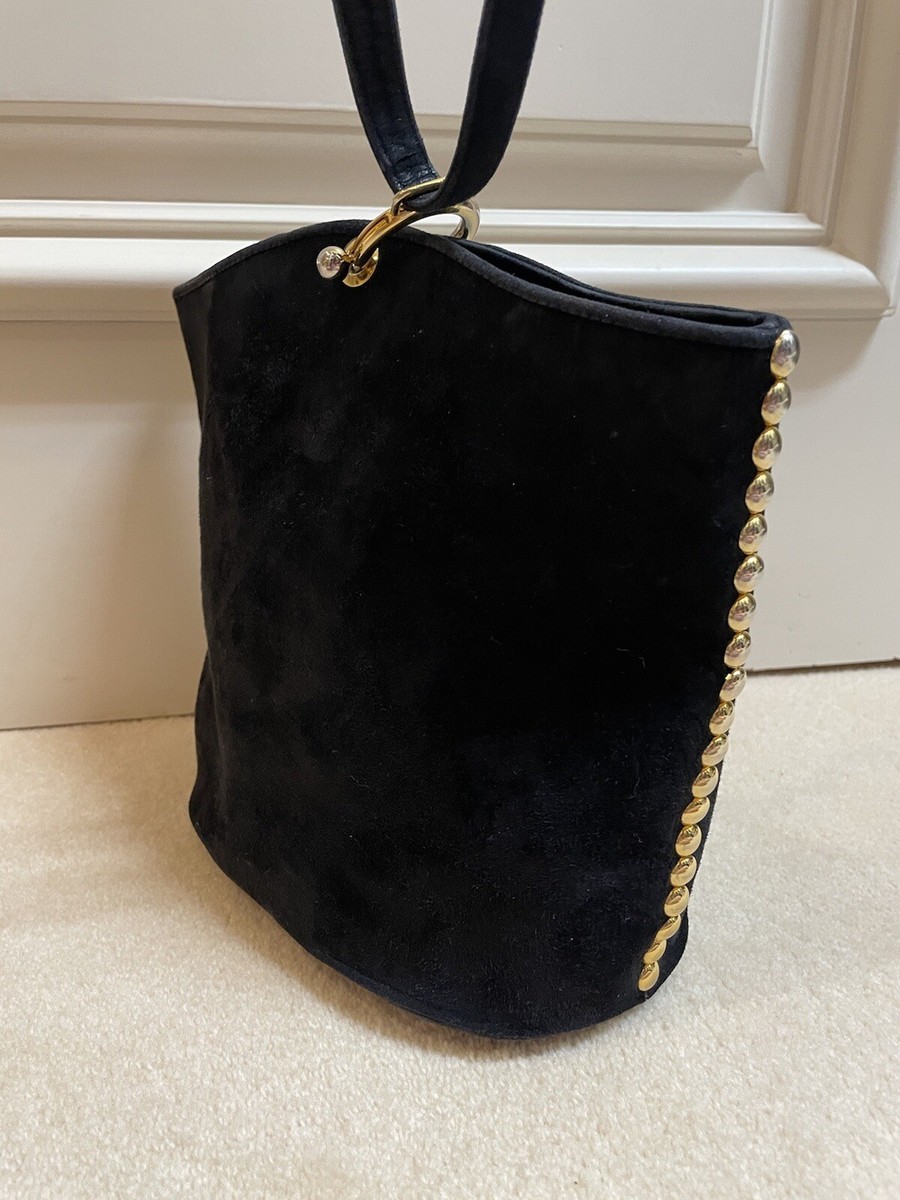 Renaud Pellegrino Paris Black Suede Studded Bucket Bag | eBay