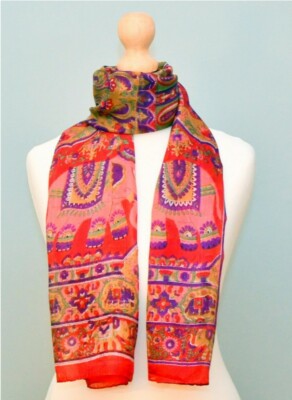 Roter indischer Seidenmischung Blumenmuster Schal