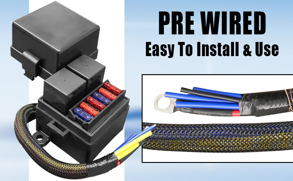 Fuse Relay Holder Box Block PreWired Waterproof For Car Boat 4Pin