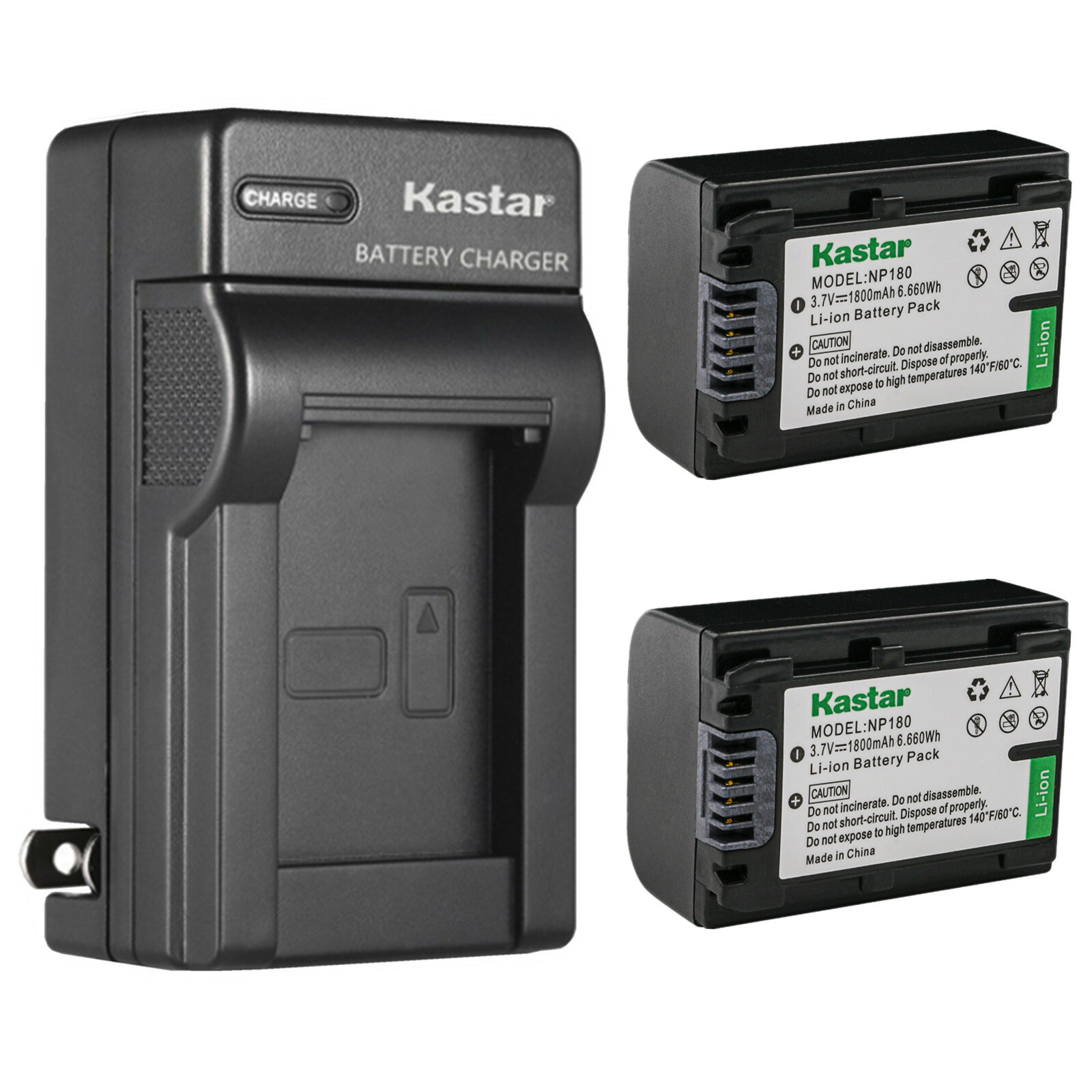 Kastar Battery AC Charger for Ordro NP-180, Ordro HDR-AE8 Sc
