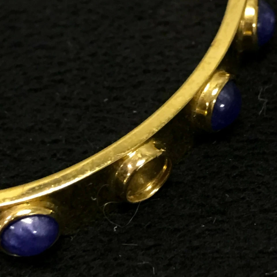Kate Spade Cuff Bracelet Gold Tone with Round Blue Stones 2 1/4" Diameter - Image 3 of 4