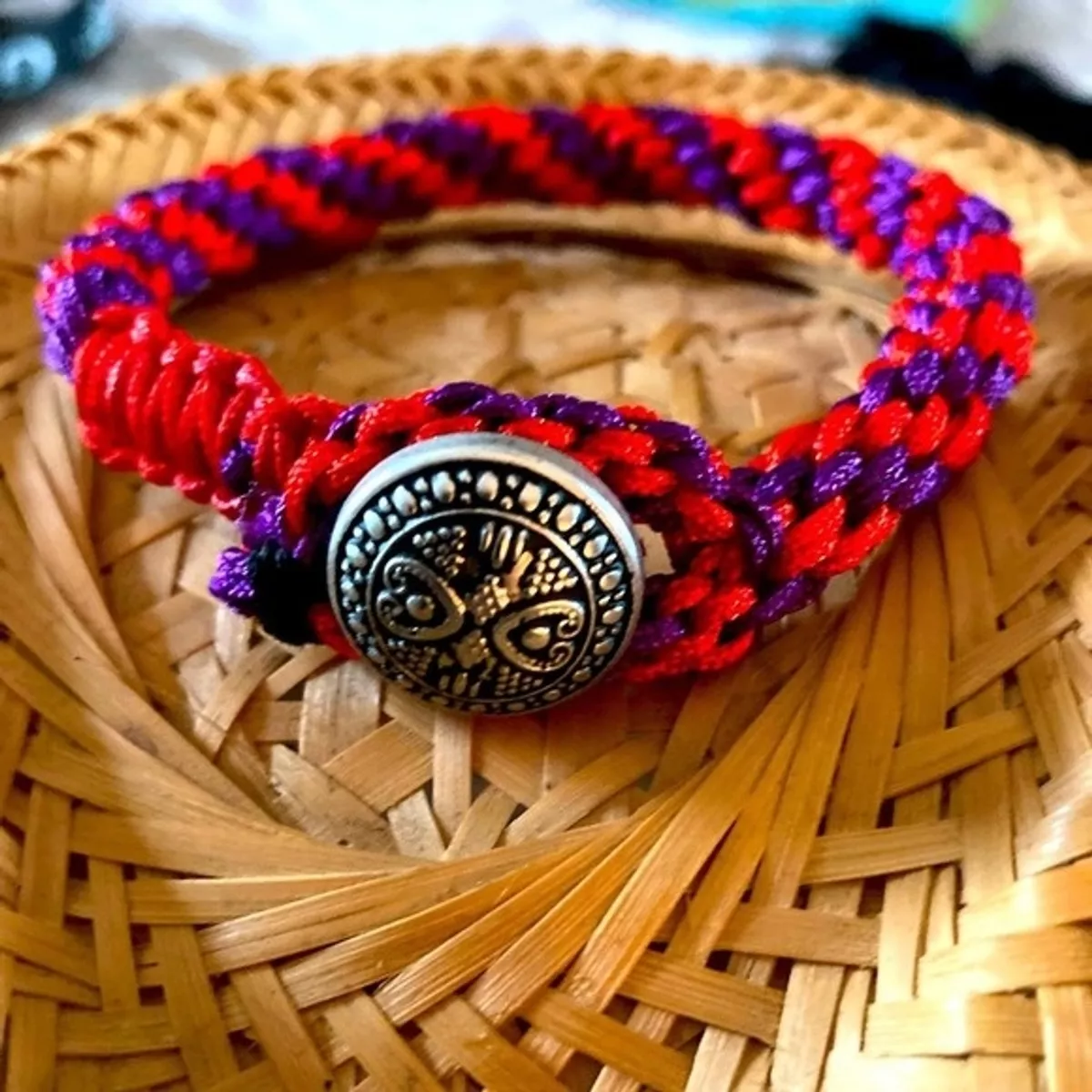 Kumihimo Handcrafted Button Closure Bracelet