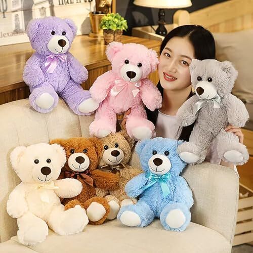 Teddy Bear Plush Toy, 13.5 inch Teddy Bear Stuffed Animal Christmas White - Picture 5 of 7
