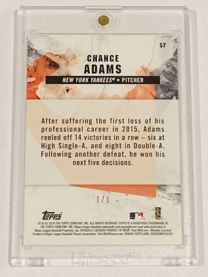 Chance Adams RC 1/1, 2019 Topps Fire. - Image 2 of 3