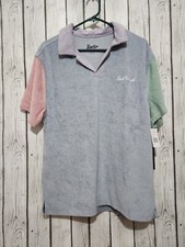 Brooklyn Collared Polo Terry Cloth Shirt Mens Coast to Coast Pastel Colorblock