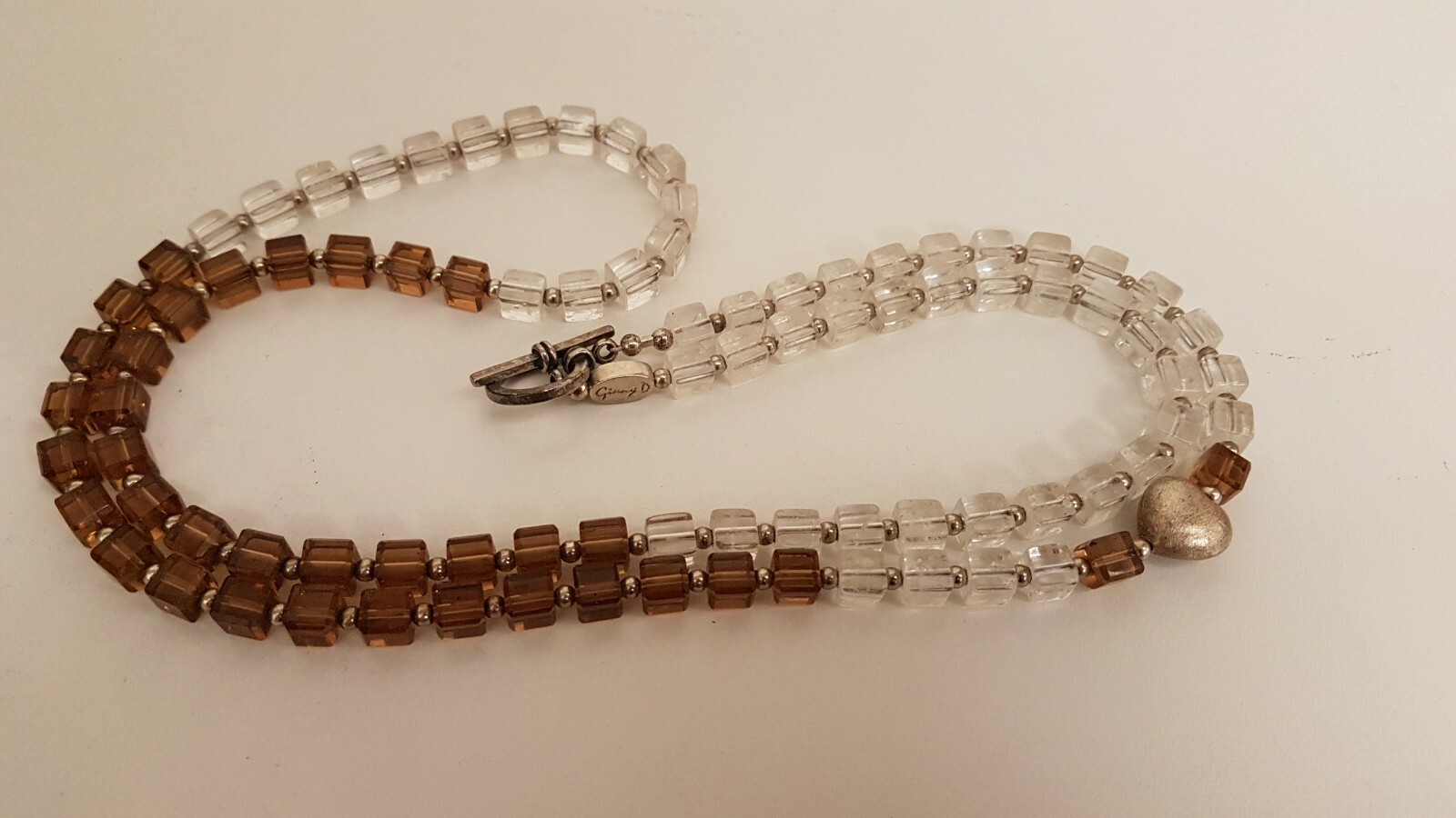 STERLING Silver and quartz Necklace, 32" Long, Ginny D, designer , N20
