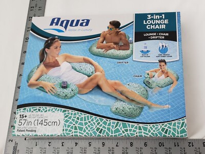 Aqua Leisure Deluxe 3-in-1 Lounge Chair Swimming Pool Float Inflatable  Water Mat 889834160124|