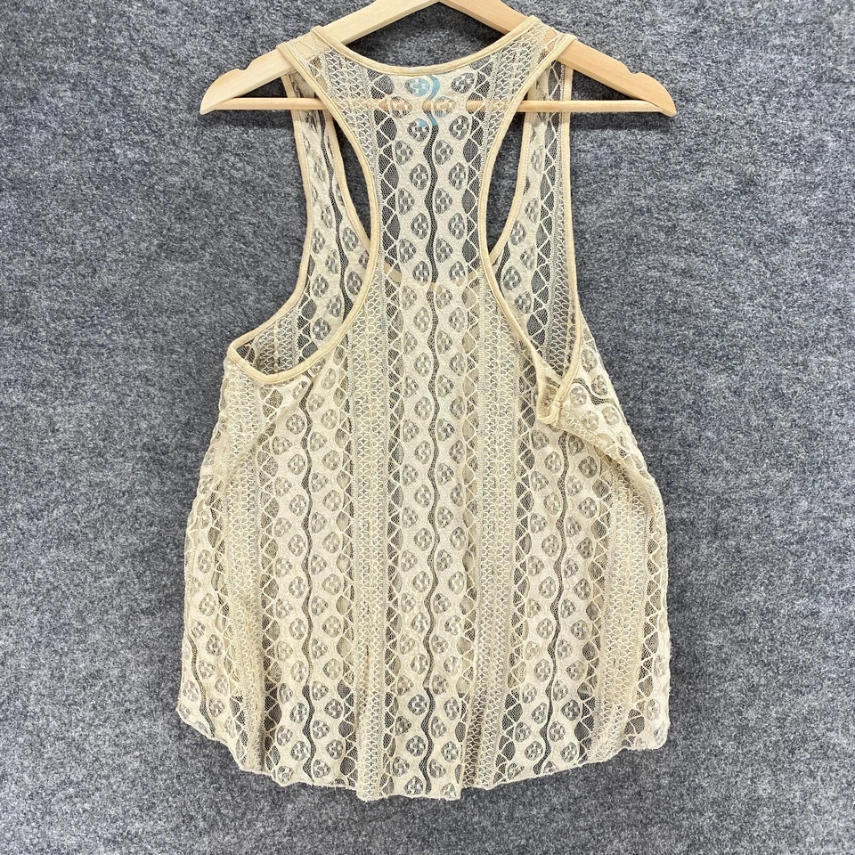 Camiseta sin mangas Happening In The Present para mujer S pequeña beige geométrica sin mangas transparente Foto 2 de 4