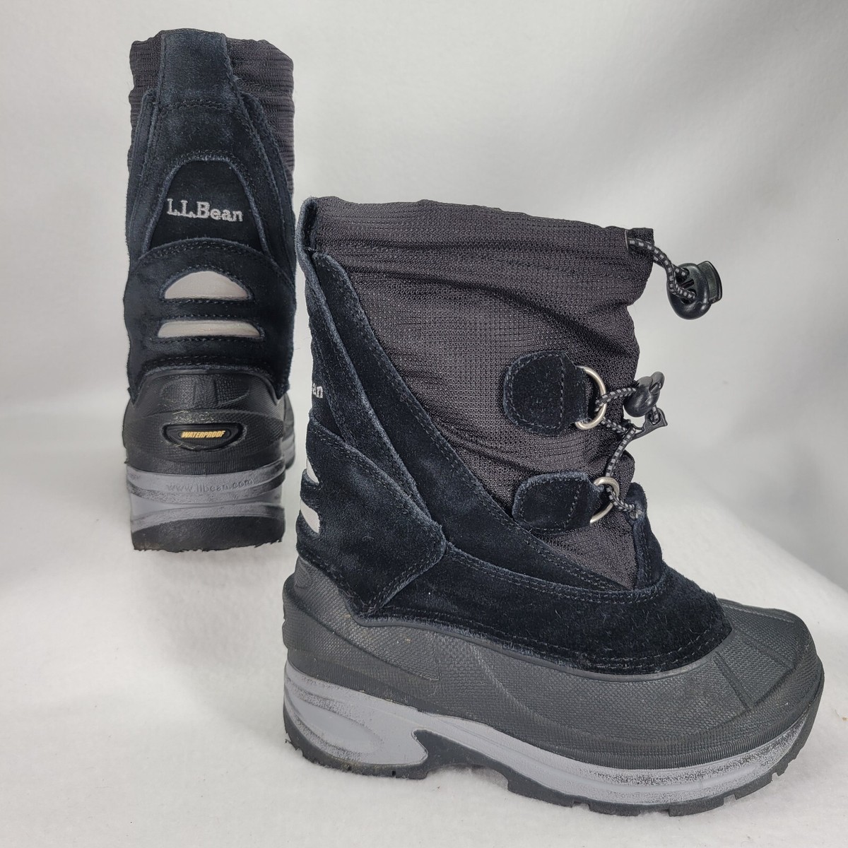 LL BEAN Kids Sz 11 Insulated Snow Boots Waterproof Black Suede Ski Snow Shoe