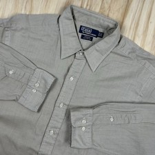 Vintage 90s Polo Ralph Lauren Andrew Button Up Dress Shirt Size 17.5 34/35 Tan