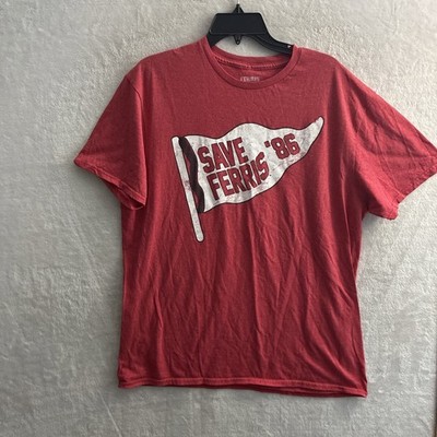 Ferris Buellers Day Off Men T Shirt Red Graphic XL Cotton Crew Neck Short Sleeve