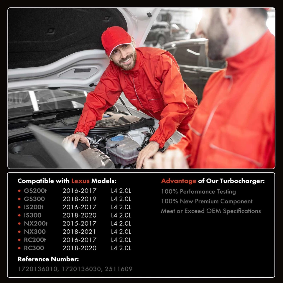 Turbocompresor para Lexus GS200t GS300 IS200t IS300 RC200t NX200t RC300 2,0 L CT16 Foto 3 de 4