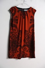 Wallis Womens Paisley Print Satin Lace Dress - Rust - Size 12 (D51)