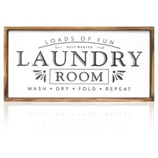 Rectangle Laundry Sign for Home Decor, Large Farmhouse Laundry Room Sign Wall...