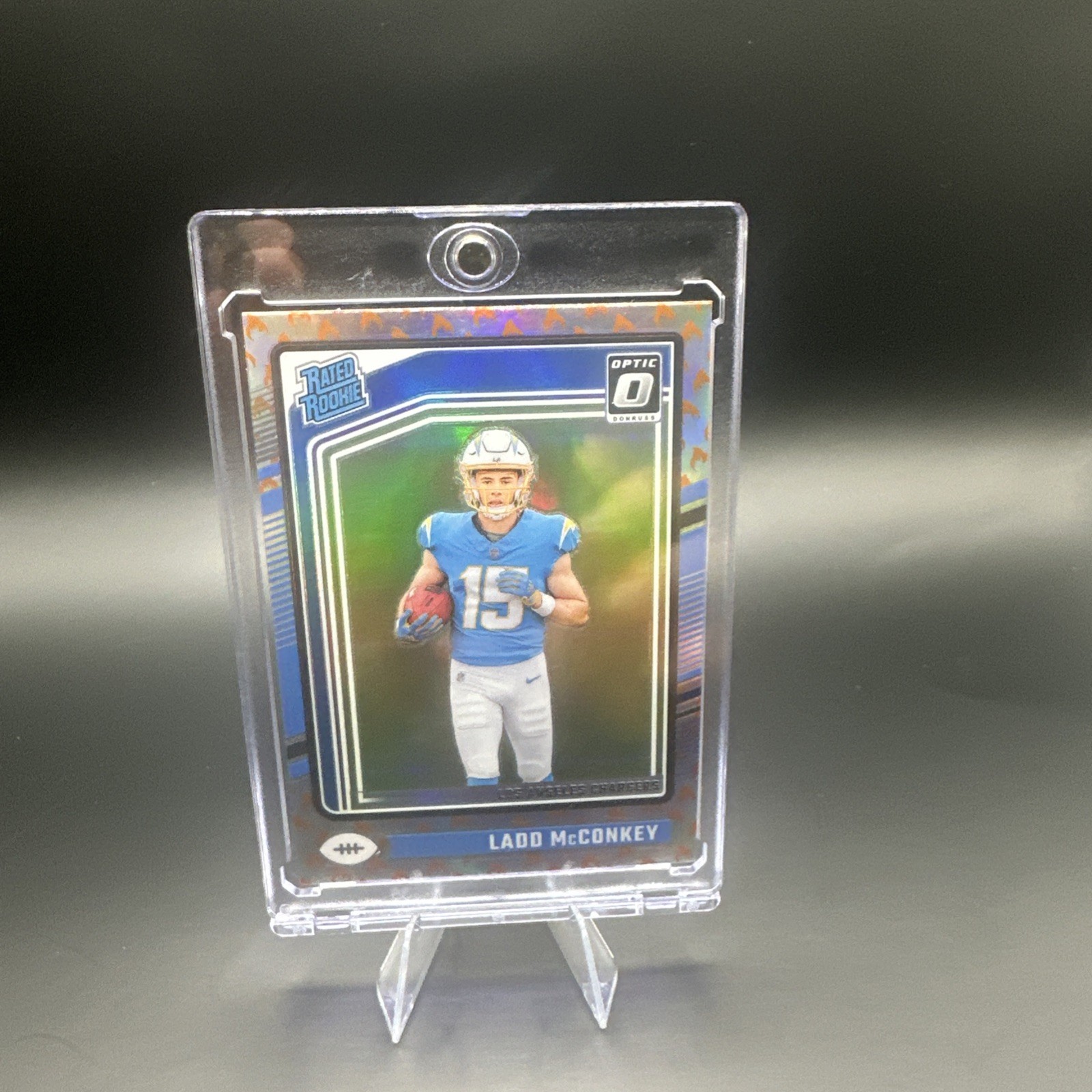 2024 Panini Donruss Optic - Rated Rookie Ladd McConkey #266 Fire Prizm (RC)