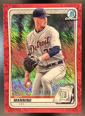 2020 Bowman Chrome Matt Manning Prospects Red Shimmer Refractor /10 #BCP-229