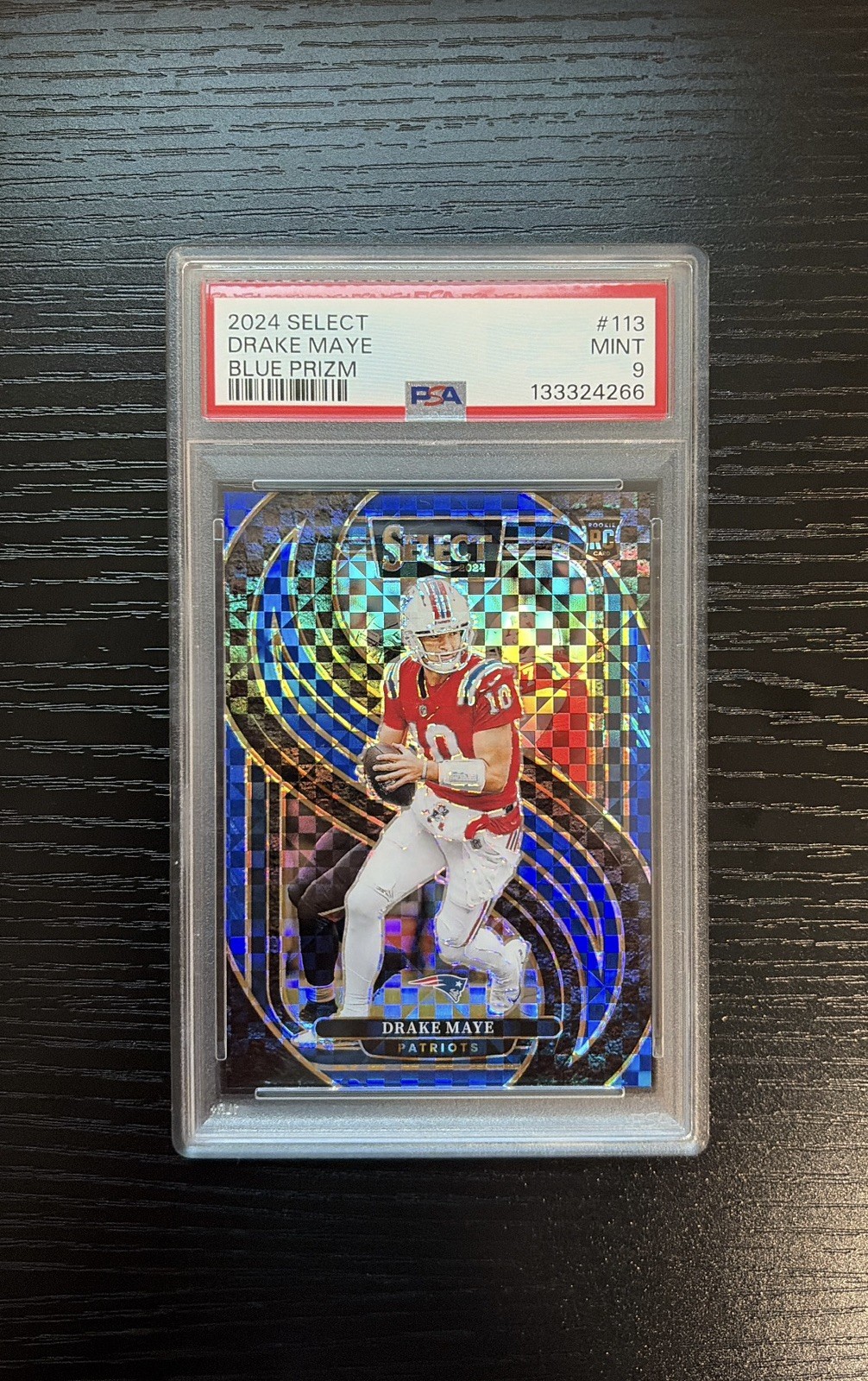 2024 Panini Select - Premier Level Drake Maye #113 Blue Prizm /175 (RC) PSA 9