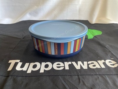 Tupperware Frische Runde Dose Behälter 950 ml Blau Gestreift Neu
