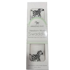Amazing Baby Newborn Cotton Muslin Swaddle Blanket Zebra White/Black Unisex