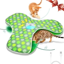 Interactive Cat Toys Rechargeable,MovingConcealed Feathers,Real Mouse Sque