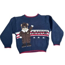 Vintage B.T. Kids aviator bear crewneck sweater toddlers size 3t