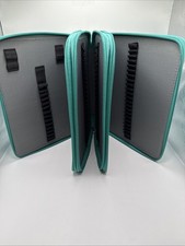 72 Slots Pencil Case PU Leather Multi-layer Large Zipper Pen Handle Teal NWOT