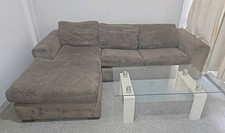 Grey Corduroy Fabric Corner Sofa with Chaise, Modern, 250cm W x 170cm L