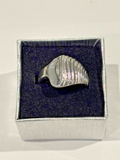 925 Sterling Silver Vintage Modernist Ribbed Dome Ring Size 7