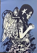 Fallen Angel “Blue” Print on Mixed Media Screen Paint By UK Artist aka Copyright