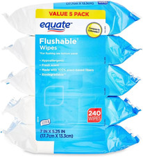 Flushable Wipes, Fresh Scent, 240 Ct