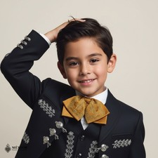 Gold Mexican Kids Embroidered Charro Mo o   Traditional Baby Mariachi Bow