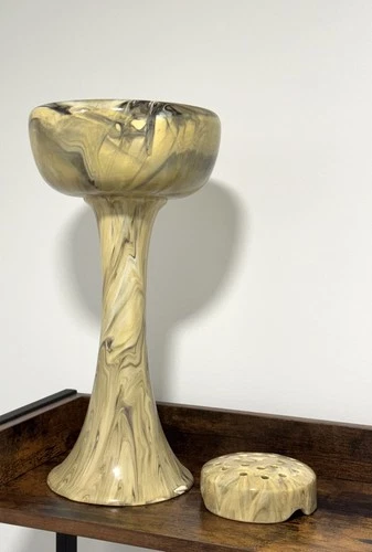 Weller Pottery Marbelized Pedestal Vase with Frog