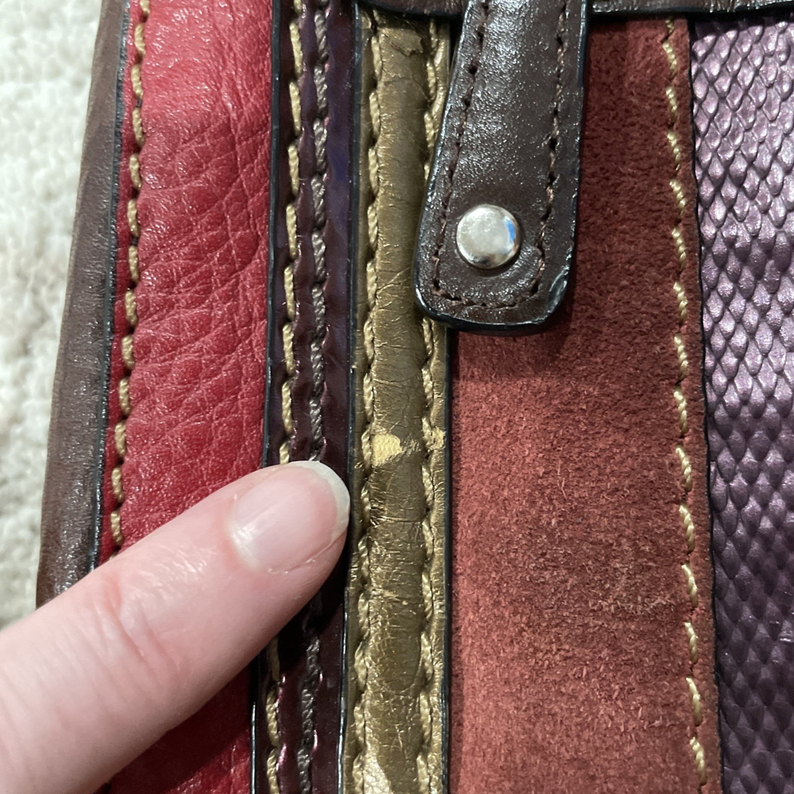 Fossil Striped Patchwork Leather Patchwork Crossb… - image 4