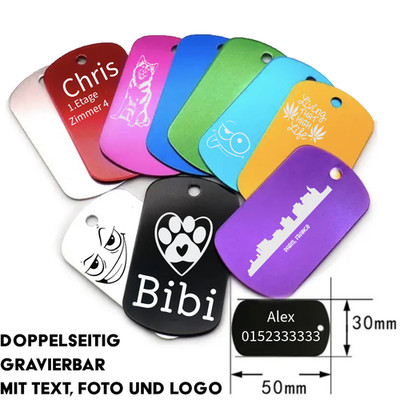 Personalisierter Schlüsselanhänger Dog Tag - Gravur   Name | Symbole | Geschenk