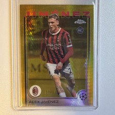 24-25 Topps Chrome UEFA Álex Jiménez Gold Refractor Rookie Card /50. rookie card picture