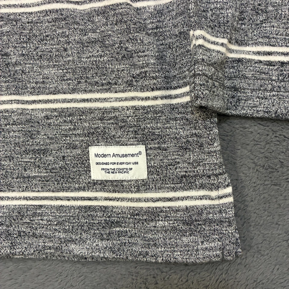 Camiseta Top Informal Moderna Gris Blanco Rayas Manga Larga Para Hombre Talla M Foto 3 de 4