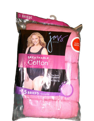 Just My Size 5 Pair Women's Pink Cotton Briefs Size 13 Slightly Imperfect New