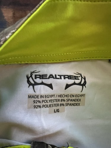 Camo Shirt Sz L Realtree Scent Factor Hunting 1/4 Zip Poly & Spandex - Foto 8 di 10