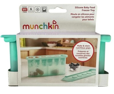 Munchkin Silicone Baby Food Freezer Tray with Lid - Baby Popsicle Molds - Mint