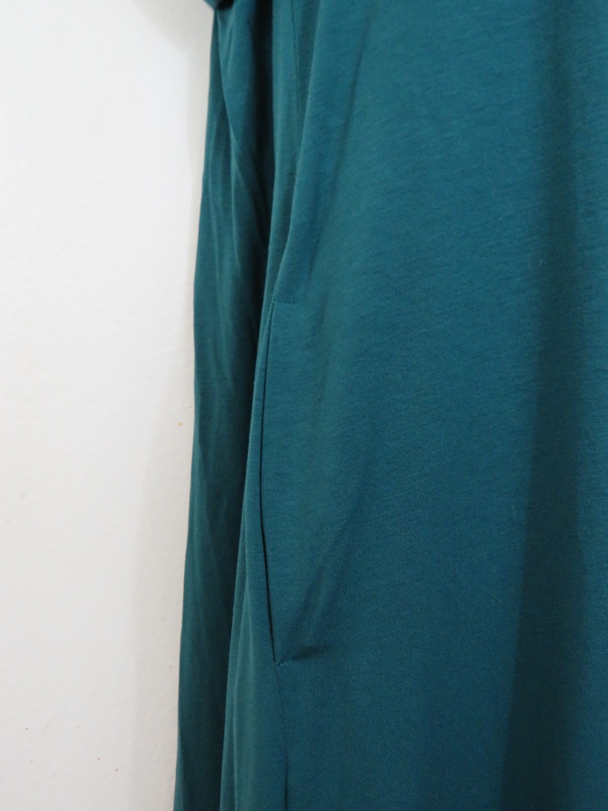 Eileen Fisher size XL Short Sleeve Midi Dress Bubble Hem Elastic Green NEW