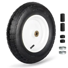 Wheelbarrow Rubber Tire 14-inch Pneumatic 3"-6"Centered Hub 5/8"& 3/4"Ball