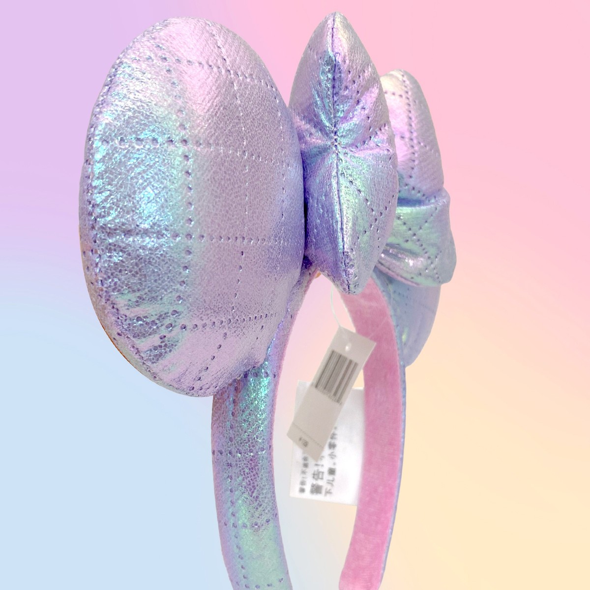 Disney Tokyo Lavender Minnie Ear Headband with Quilted Ears and Shiny Bow Disney~Parks French Lavender Flower Purple Bow Mickey Mouse  main image 4