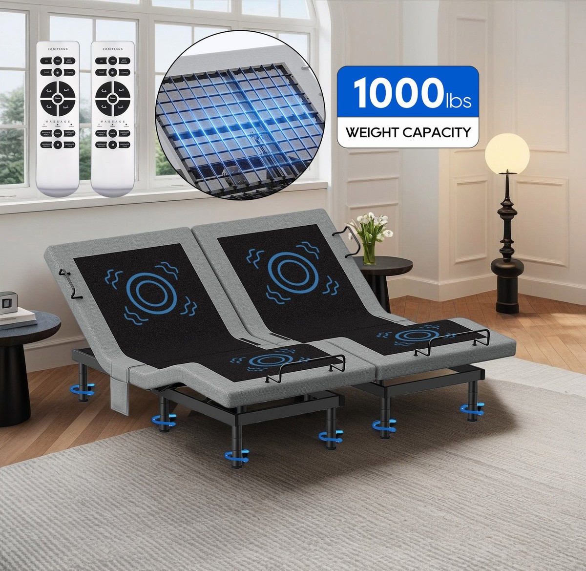 Electric Adjustable Bed Frame Base With Massage Remote TXL Queen