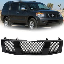 Front Hood Bumper Mesh Grille Cover For Nissan Titan Armada 2004-07 Black Grill